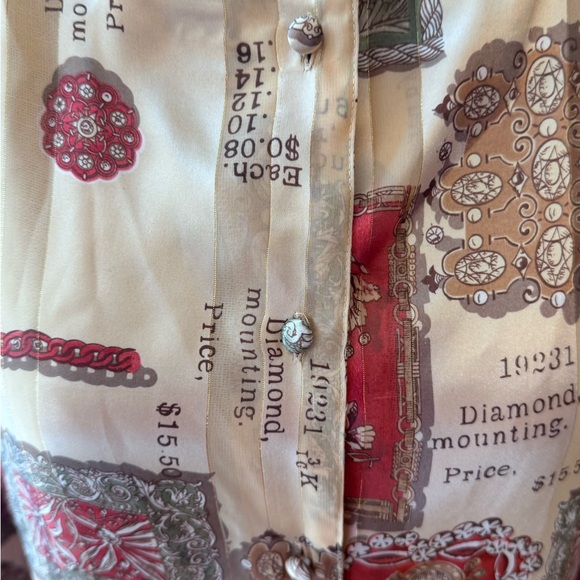 Martinique vintage Women's Sz 10 Button Up Blouse Cream Green Orange - Picture 6 of 16